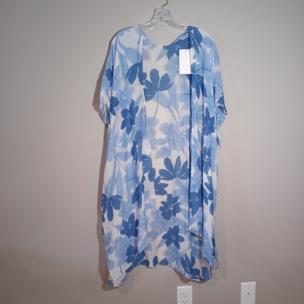 Macchia di Ruggine Floral Print Kimono in Blue One Size Modal Made in India New
